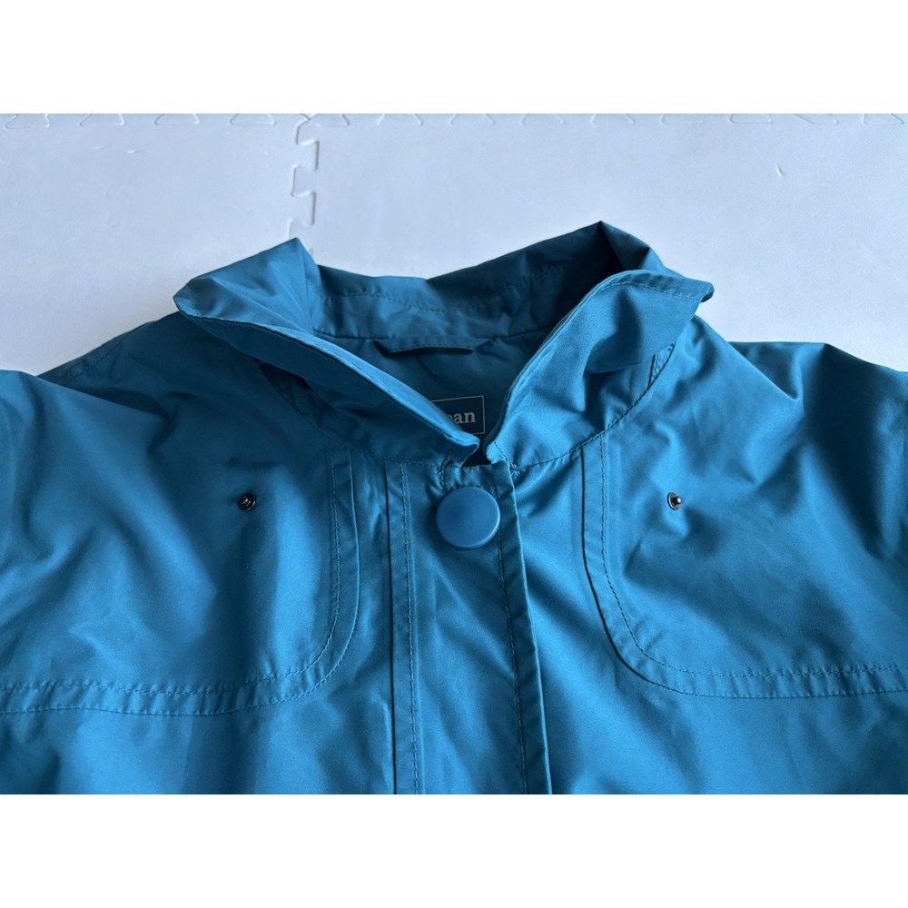 LL BEAN Rain Jacket Women's Coat Parka Lined Windbreaker - Size L Teal Blue - Picture 6 of 10